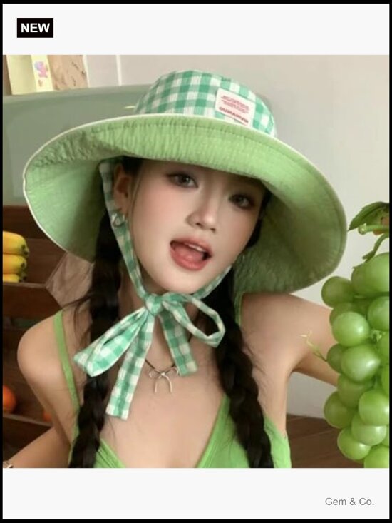 Reversible Plaid Wide Brim Sun Hat UPF 50+ Bucket Hat for Travel Beach Fishing main image 5